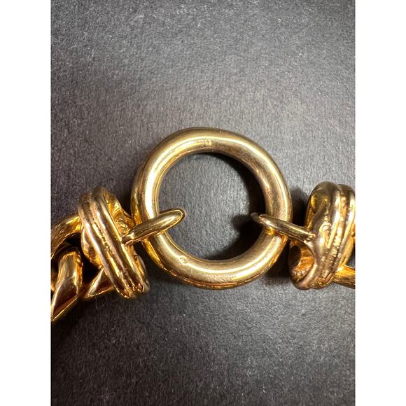 Chunky Gold Tone Curb Chain O-Ring Toggle Clasp Bracelet Costume Jewelry - Picture 10 of 13